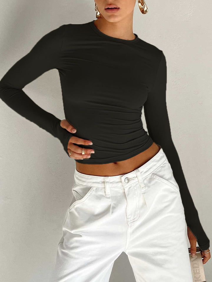 Claudia | Damen Sommer Langarm Crop Top