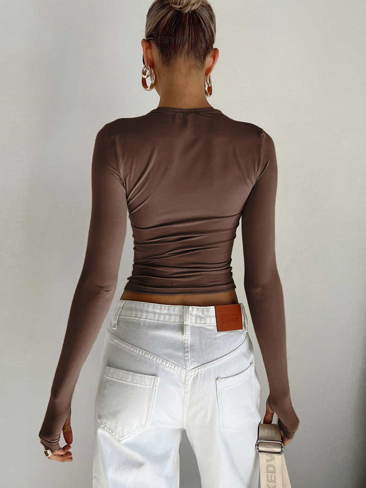 Claudia | Damen Sommer Langarm Crop Top