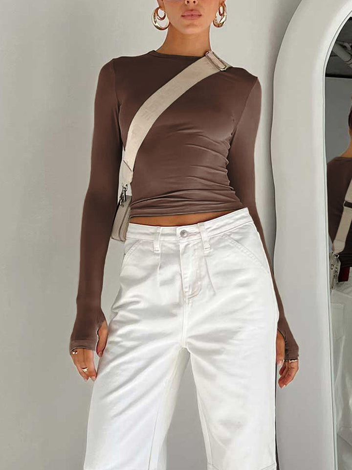 Claudia | Damen Sommer Langarm Crop Top
