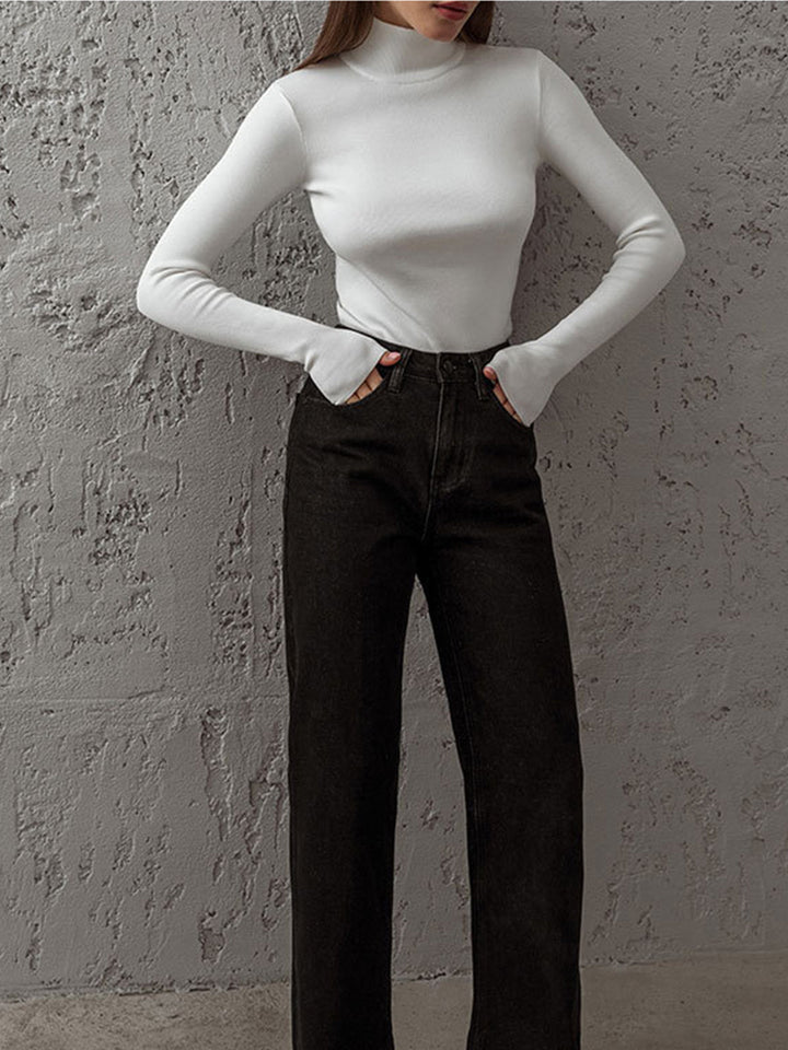 Edith | Damen Frühlings Bequemes Mock-Neck Top