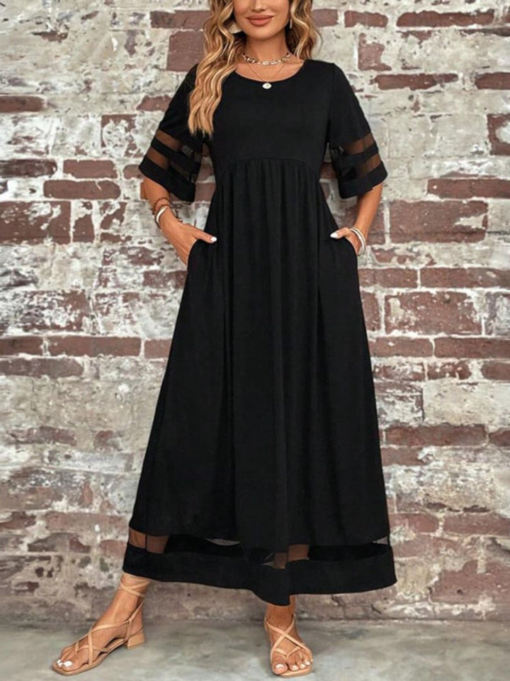 Laura | Damen Elegantes Maxi Kleid Mit Transparenten Einsätzen