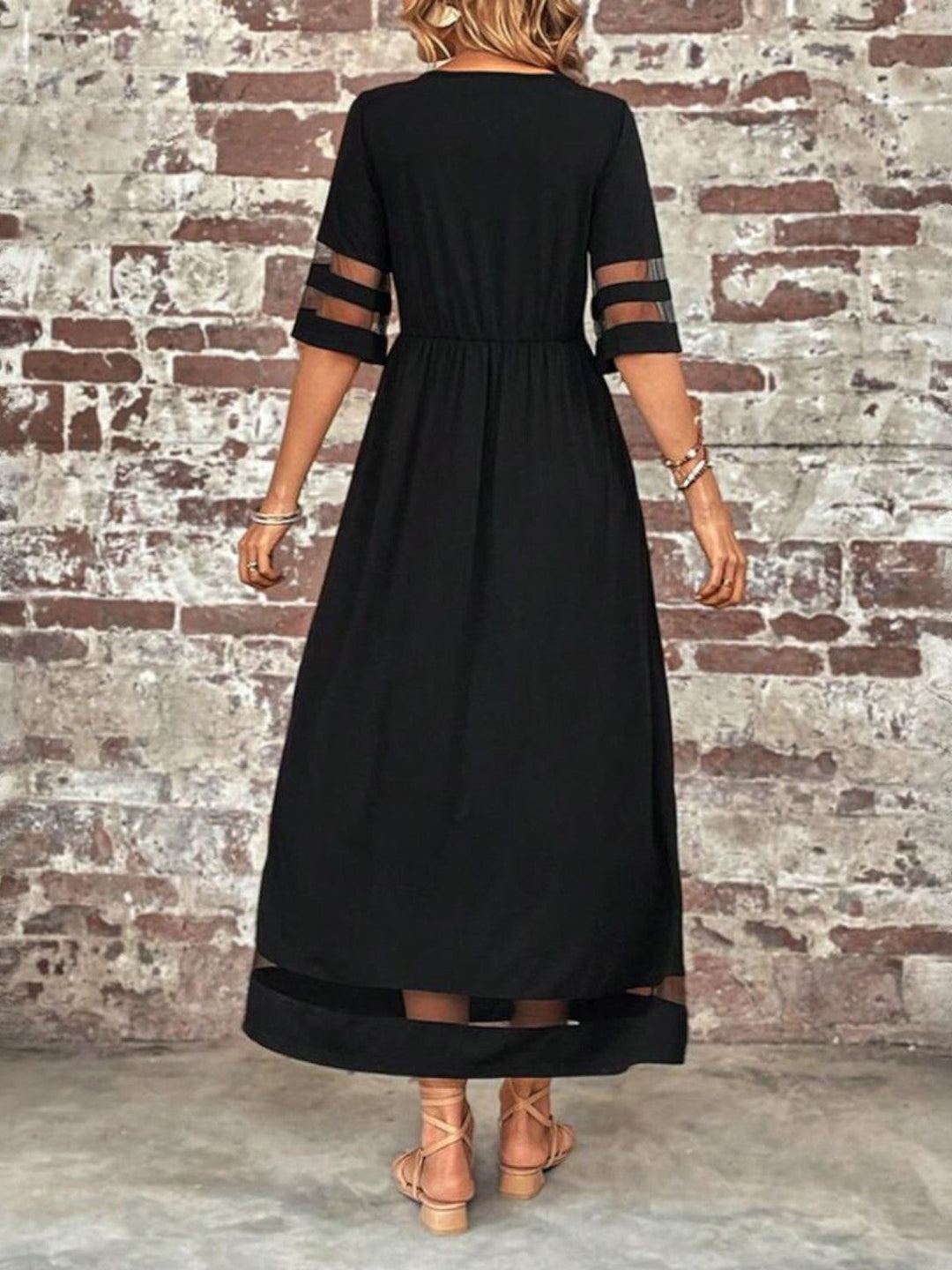 Laura | Damen Elegantes Maxi Kleid Mit Transparenten Einsätzen