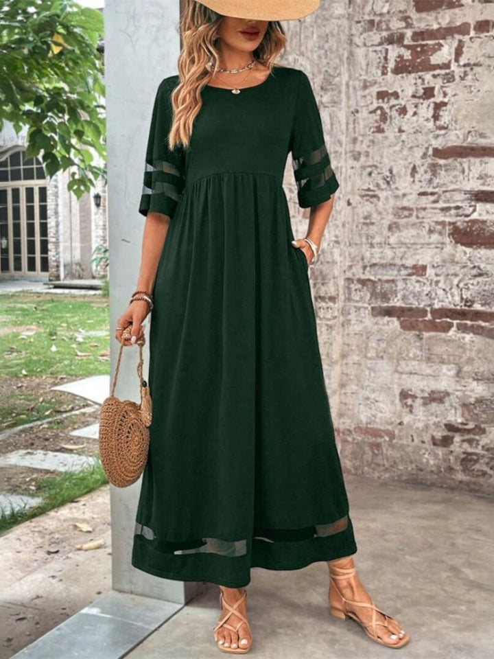 Laura | Damen Elegantes Maxi Kleid Mit Transparenten Einsätzen