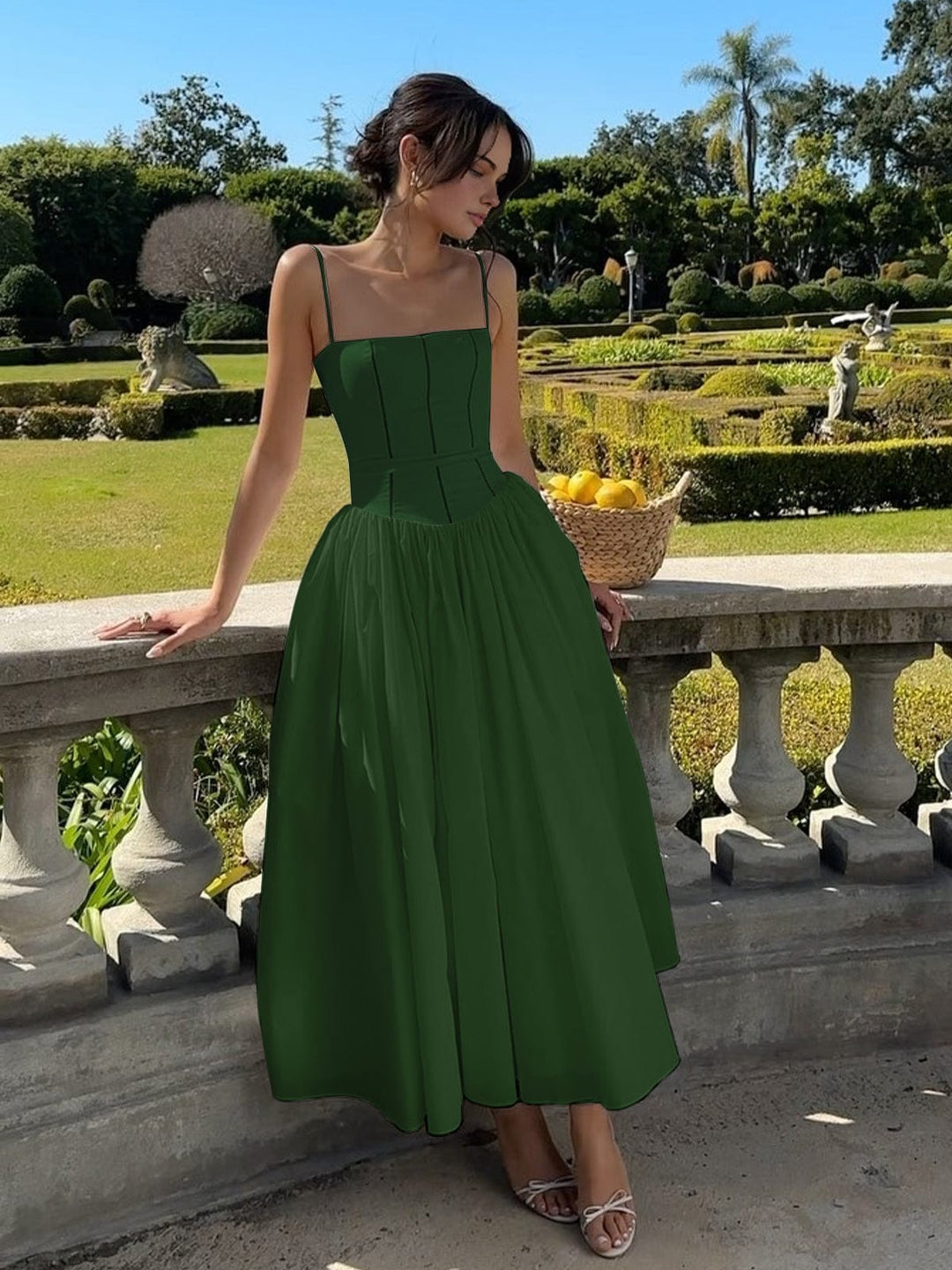 Monika | Damen Korsett Midi Kleid für Hochzeitsgäste
