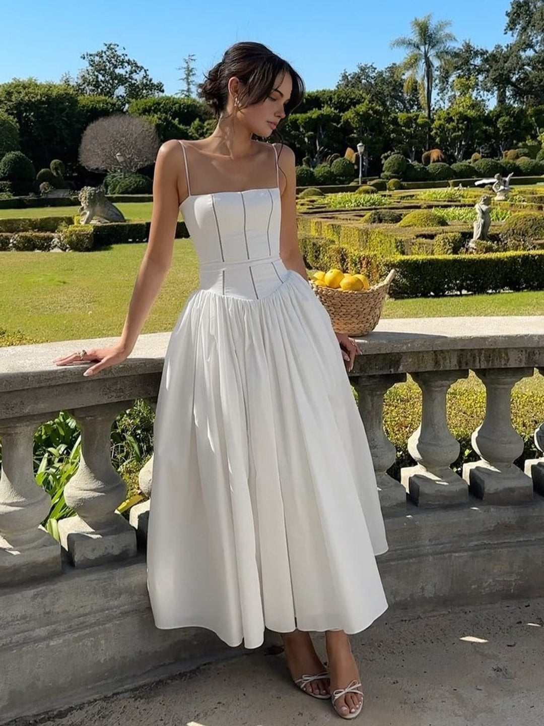 Monika | Damen Korsett Midi Kleid für Hochzeitsgäste