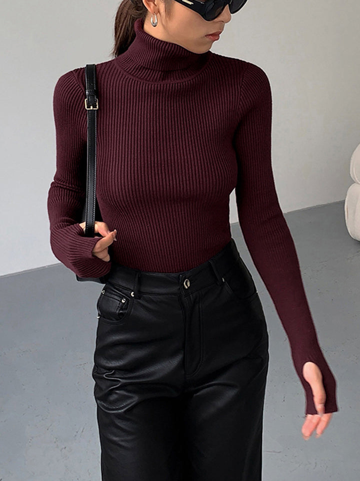Ruby | Damen Minimalistisches Schlankes Rollkragen Top