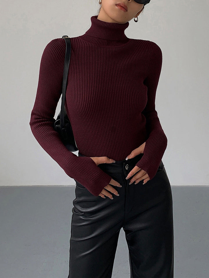 Ruby | Damen Minimalistisches Schlankes Rollkragen Top
