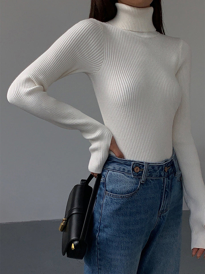 Ruby | Damen Minimalistisches Schlankes Rollkragen Top