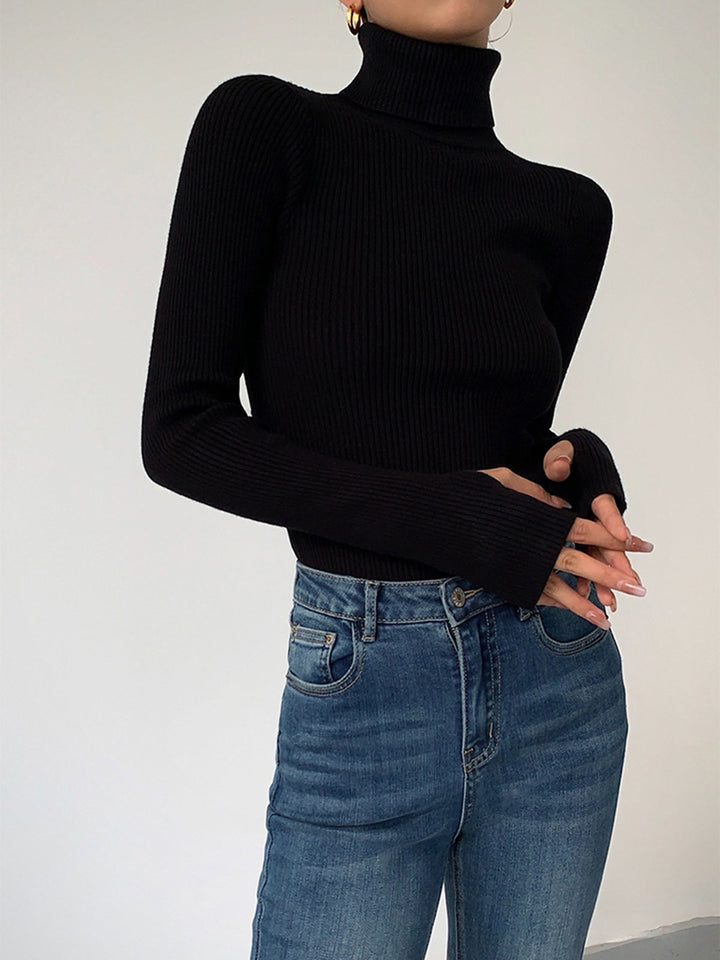 Ruby | Damen Minimalistisches Schlankes Rollkragen Top