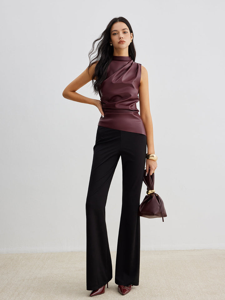 Franziska | Damen Sommer Ärmelloses Chic Top Mit Hohem Kragen