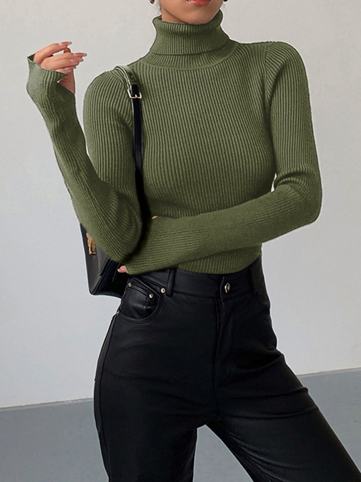 Ruby | Damen Minimalistisches Schlankes Rollkragen Top