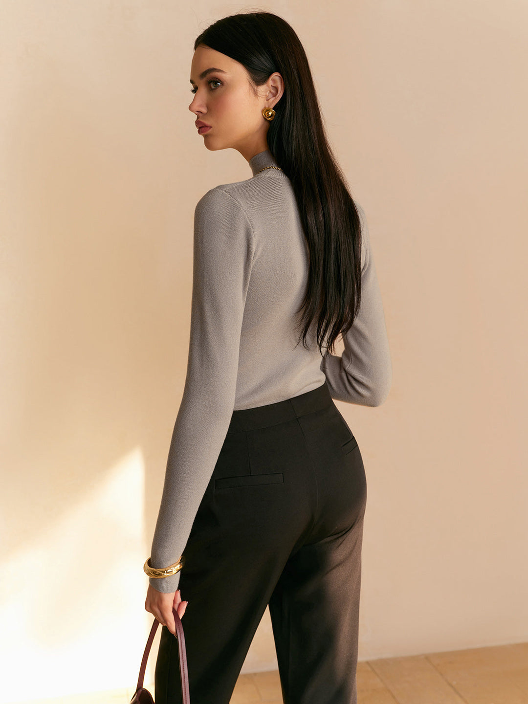 Edith | Damen Frühlings Bequemes Mock-Neck Top