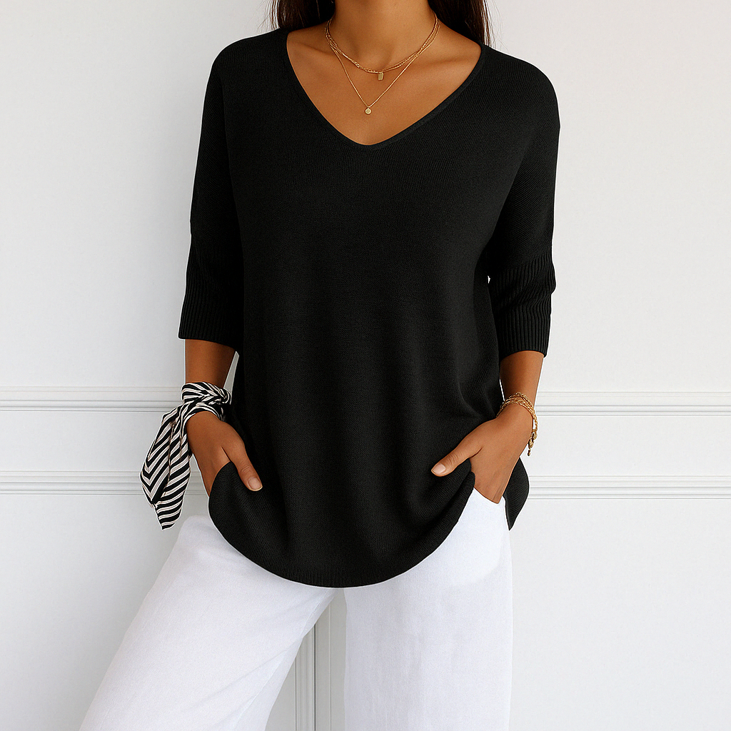 Franziska | Damen Pullover mit V-Ausschnitt und Kurzarm