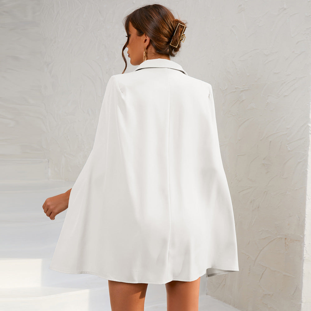 Ursula | Damen Cape-Blazer-Minikleid mit Goldknöpfen