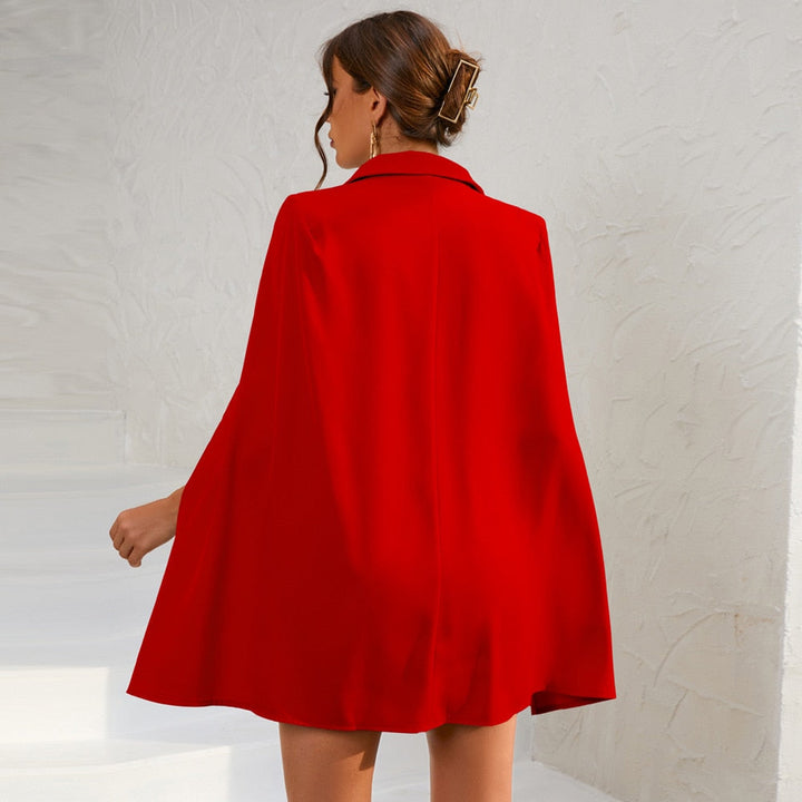 Ursula | Damen Cape-Blazer-Minikleid mit Goldknöpfen