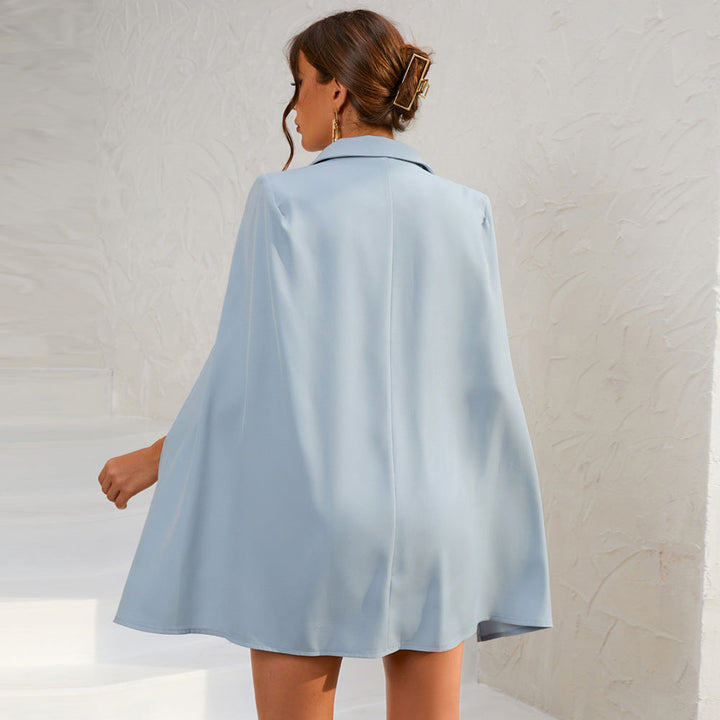 Ursula | Damen Cape-Blazer-Minikleid mit Goldknöpfen