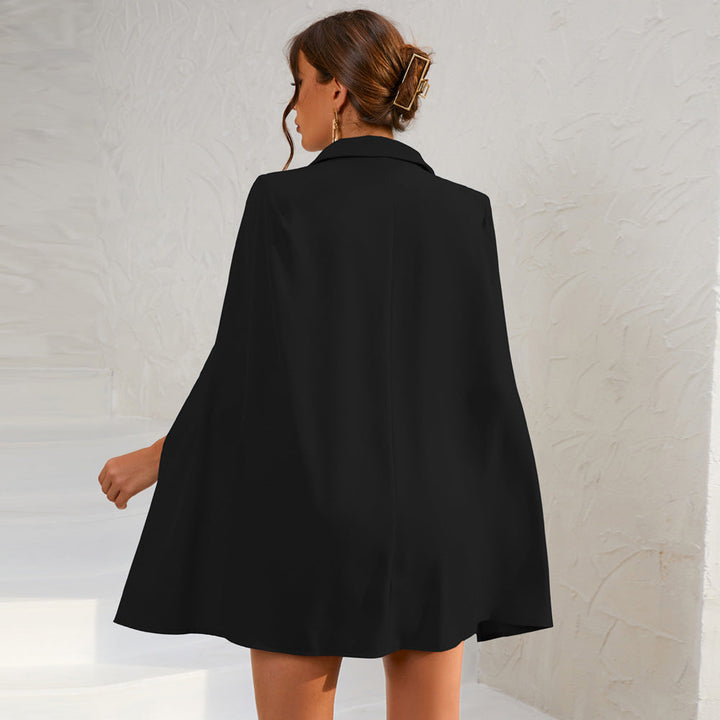 Ursula | Damen Cape-Blazer-Minikleid mit Goldknöpfen