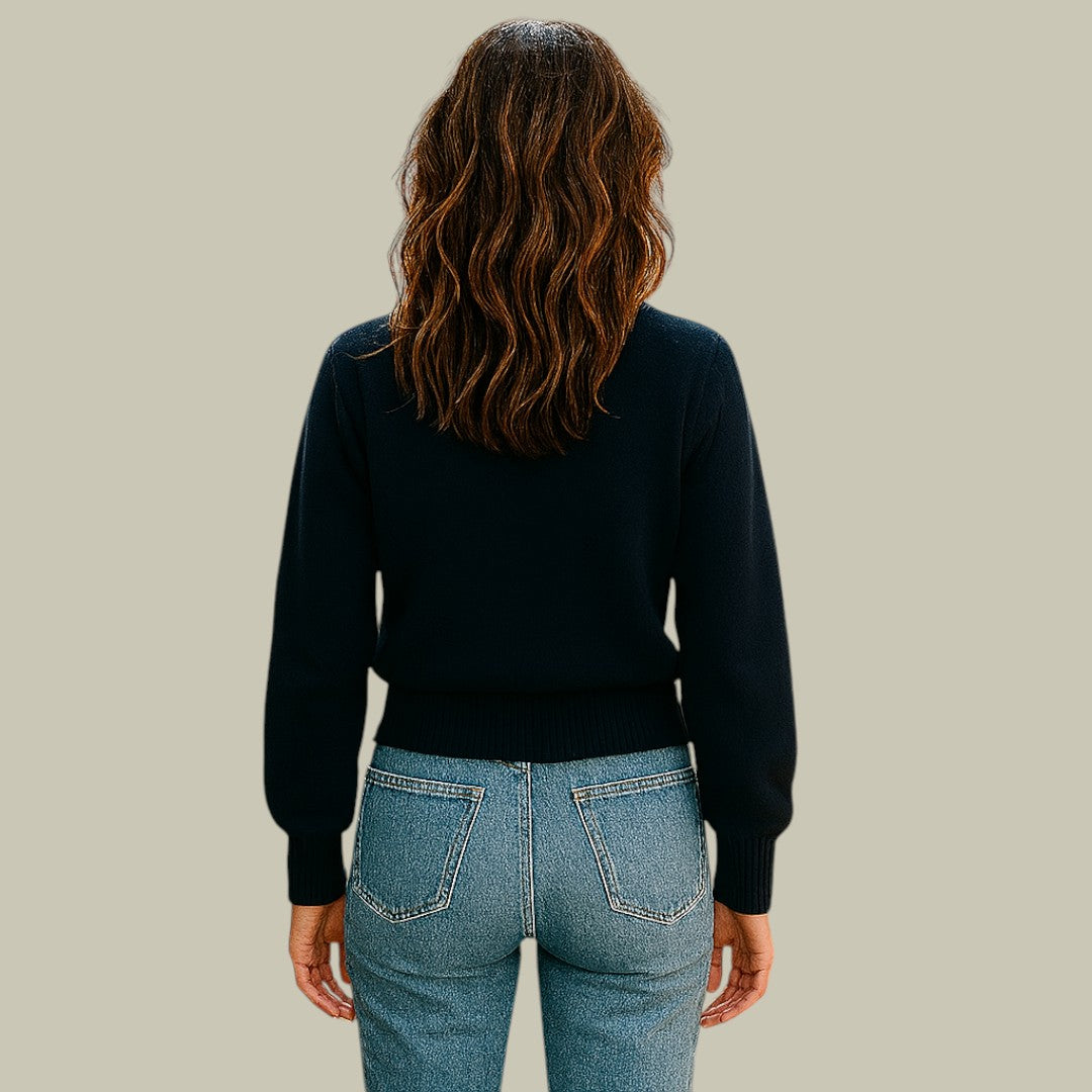 Marion | Damen Weiche Merinowoll-Strickjacke mit V-Ausschnitt und Knöpfen