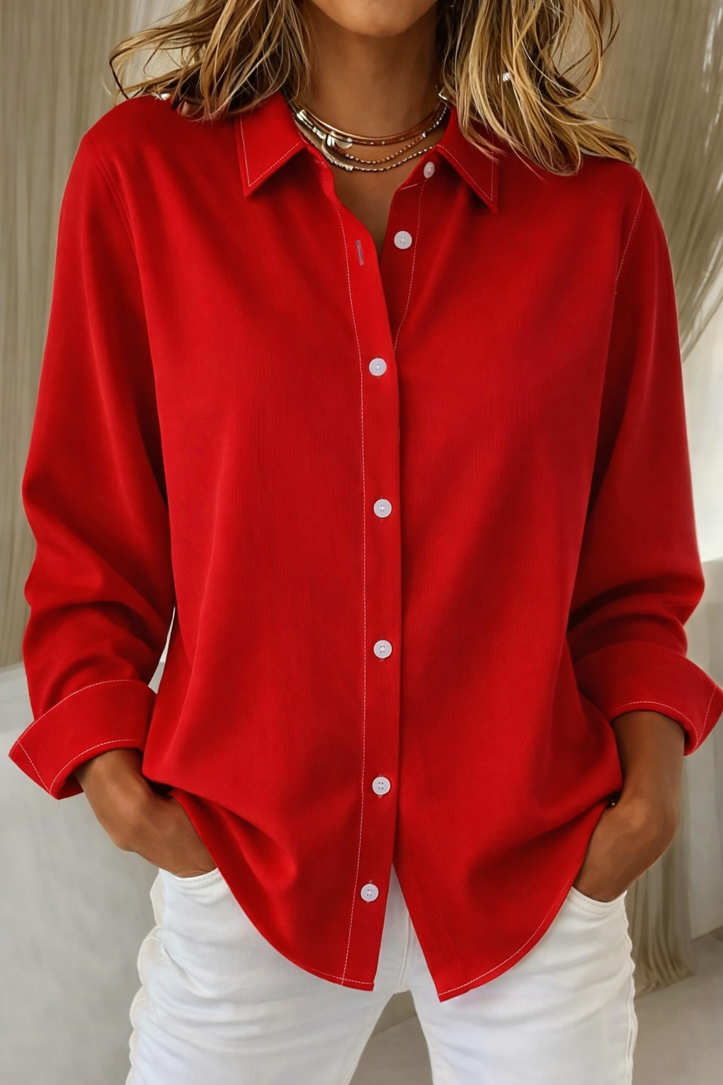 Karin | Damen Minimalistische Statement Bluse