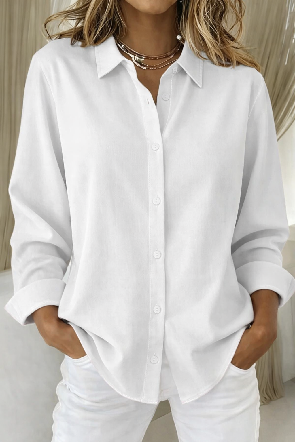 Karin | Damen Minimalistische Statement Bluse
