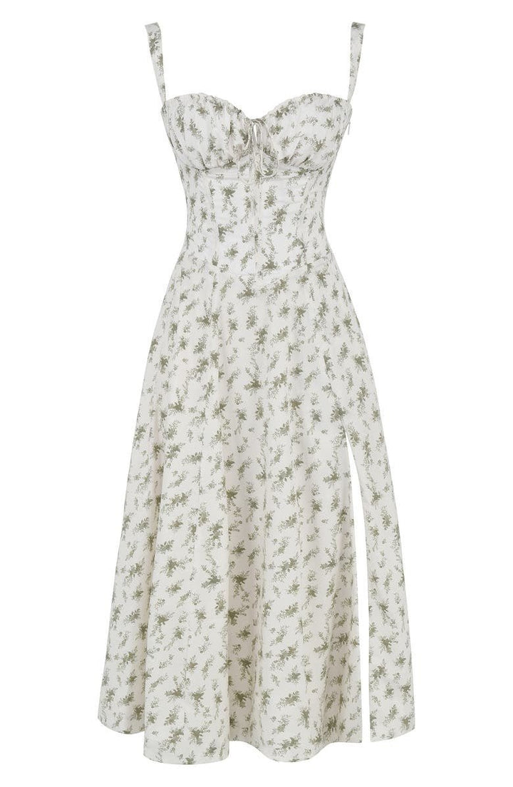 Lydia | Damen Korsett-Midikleid mit fließendem Rock