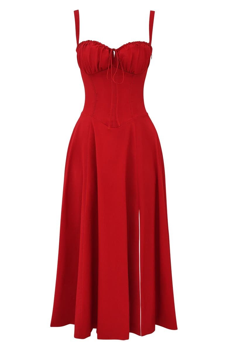 Lydia | Damen Korsett-Midikleid mit fließendem Rock