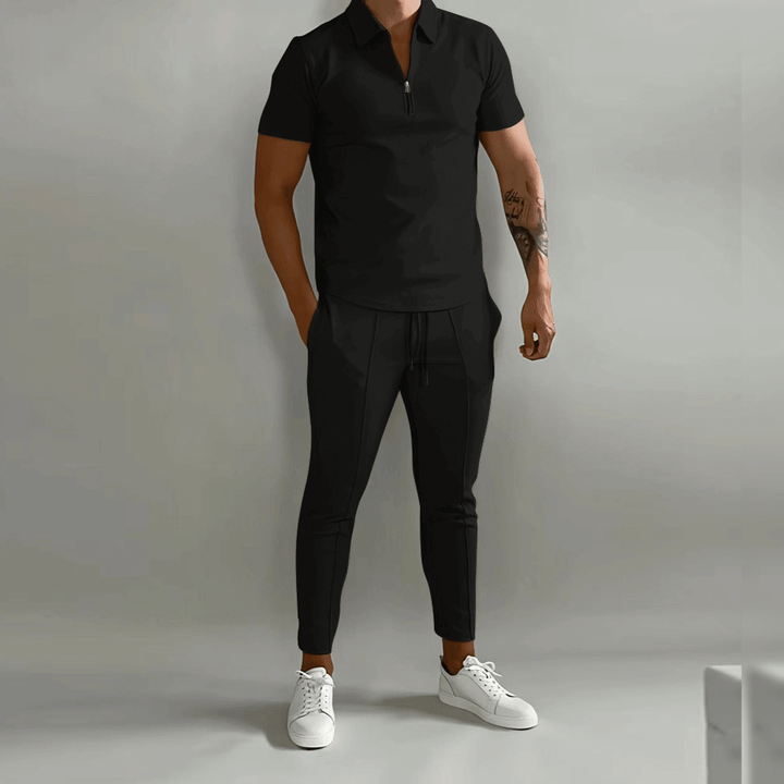 Bruno | Herren Freizeit-Poloshirt mit Reißverschluss, 2-teiliges Set