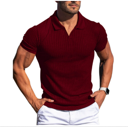 Udo | Herren Gerippt Schmale Passform Polo-Shirt