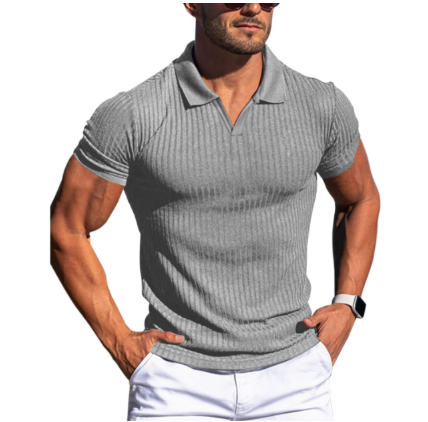 Udo | Herren Gerippt Schmale Passform Polo-Shirt