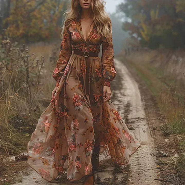 Pauline | Damen Sommer Boho Maxi Kleid Mit Rüschen