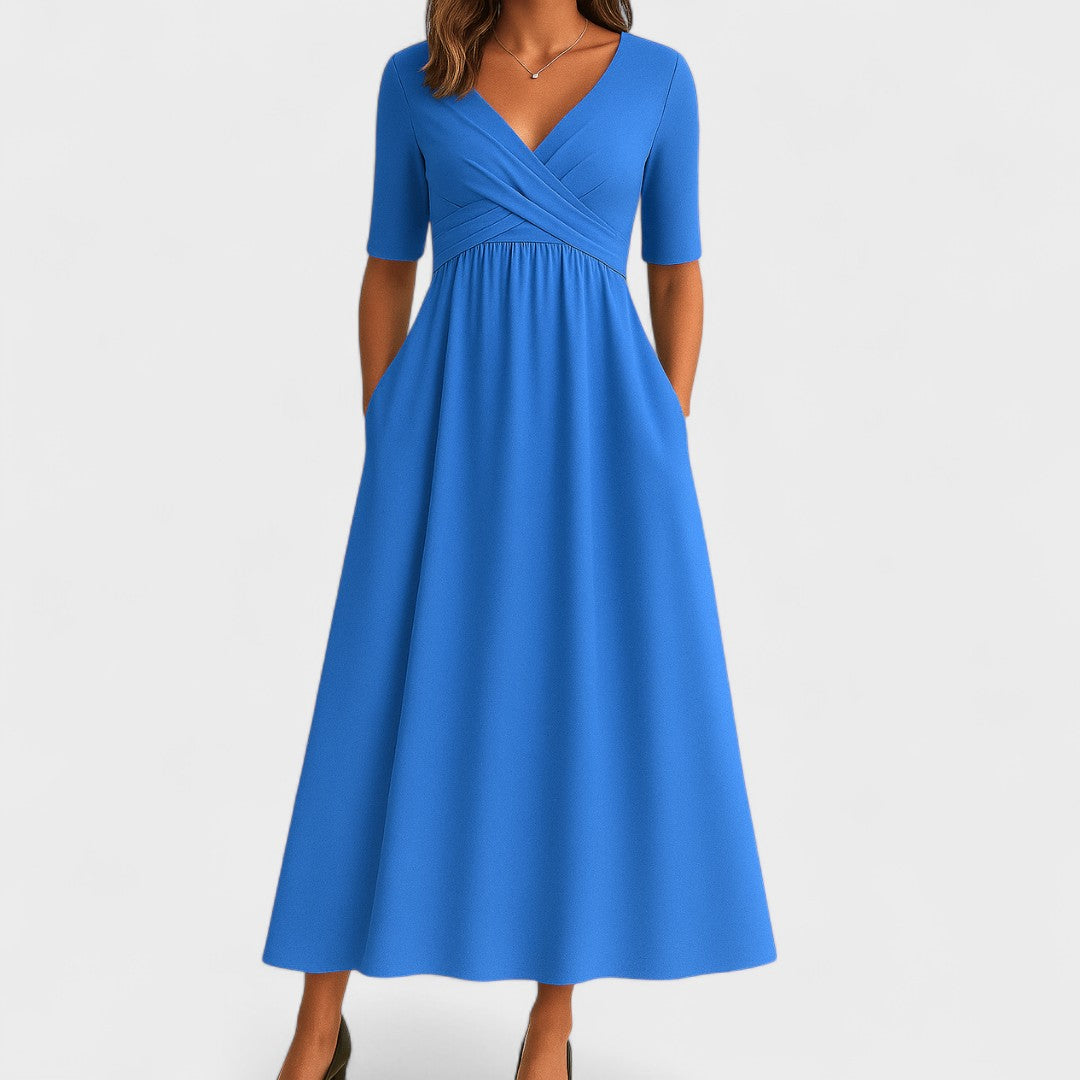 Elsa | Damen Kleid im Wickelstil mit V-Ausschnitt