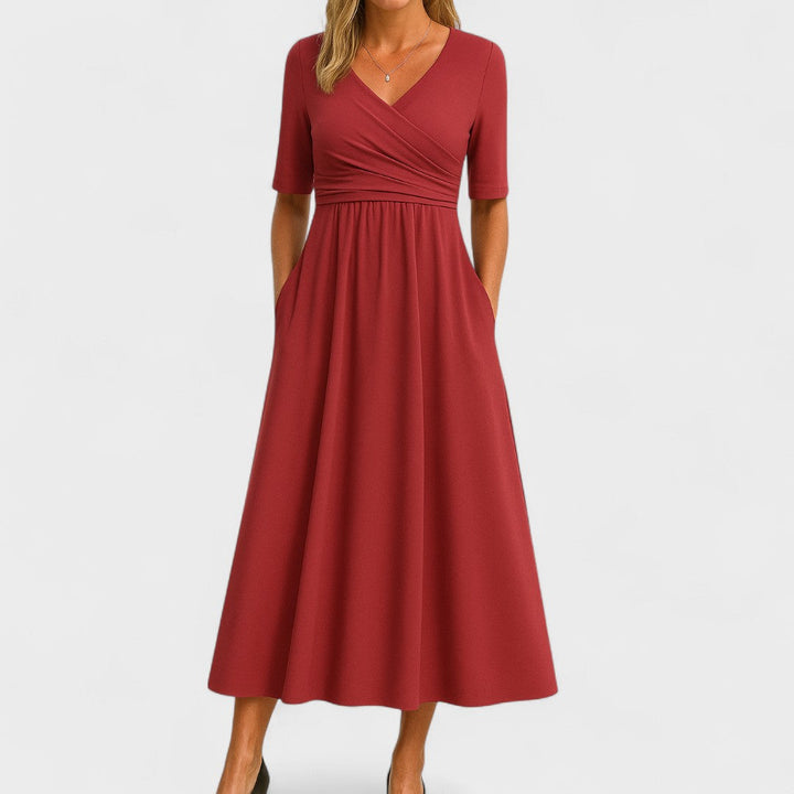 Elsa | Damen Kleid im Wickelstil mit V-Ausschnitt