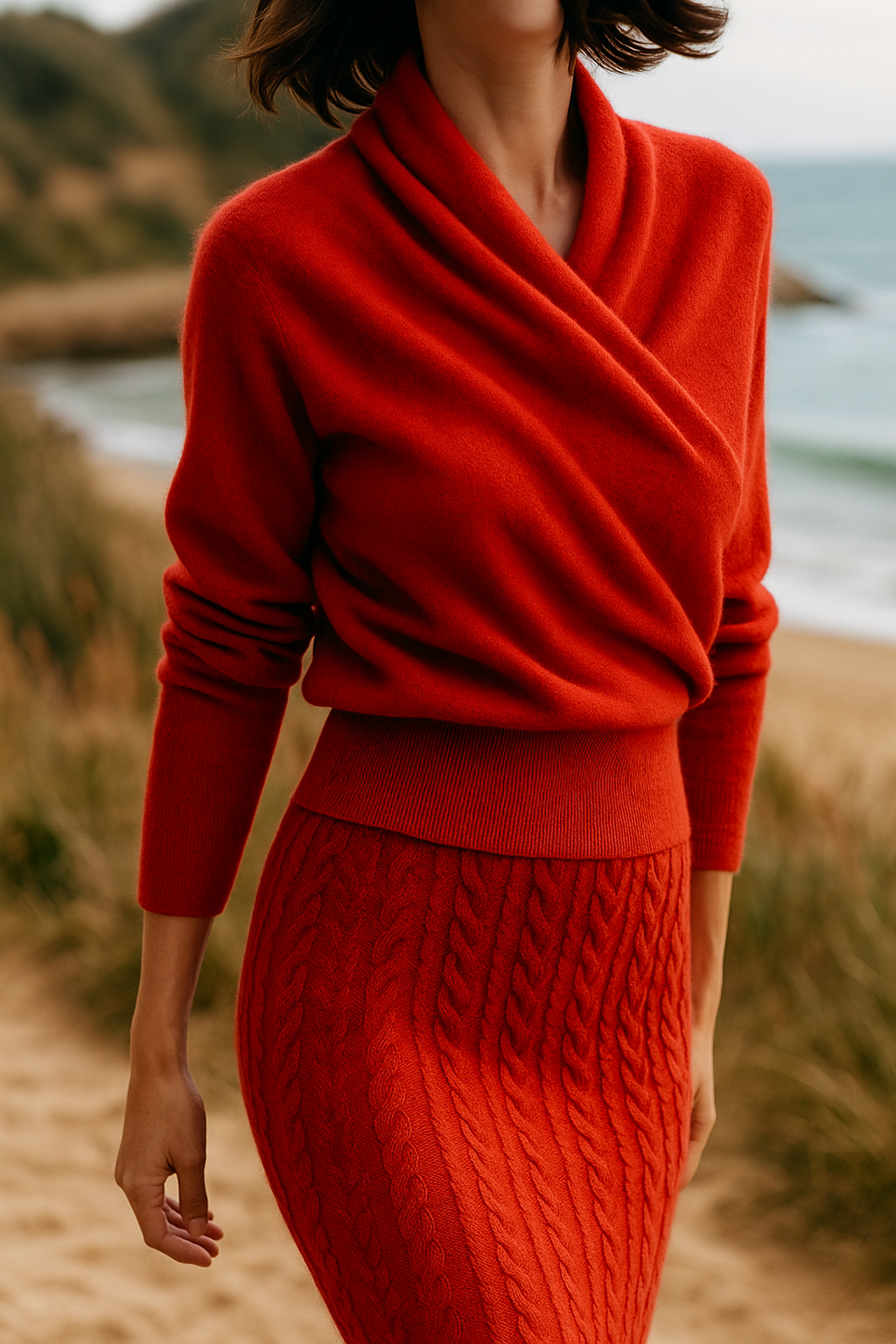 Laura | Damen Eleganter Wickelpullover Mit Überkreuztem Design