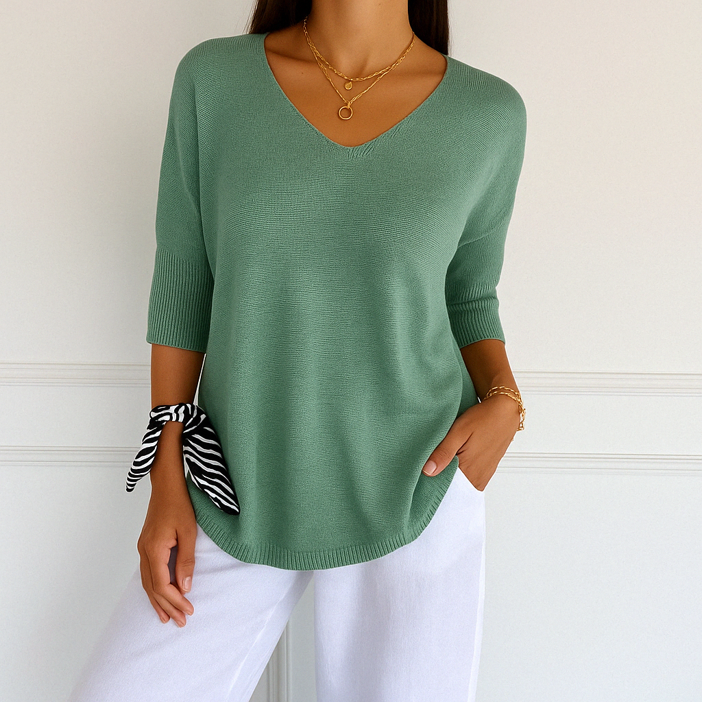 Franziska | Damen Pullover mit V-Ausschnitt und Kurzarm