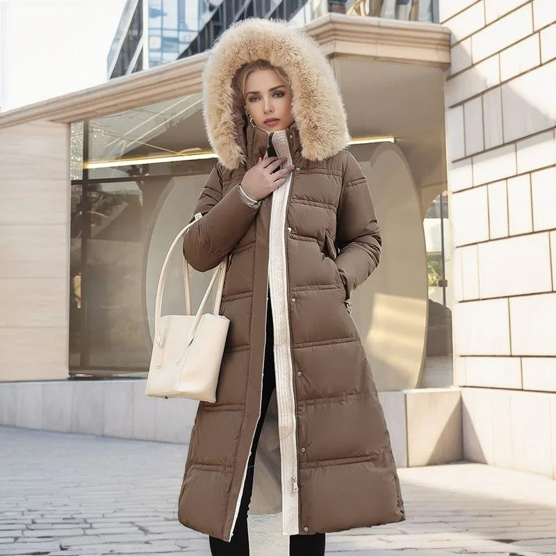 Karin | Damen Schicker Steppmantel mit Gürtel und Kapuze