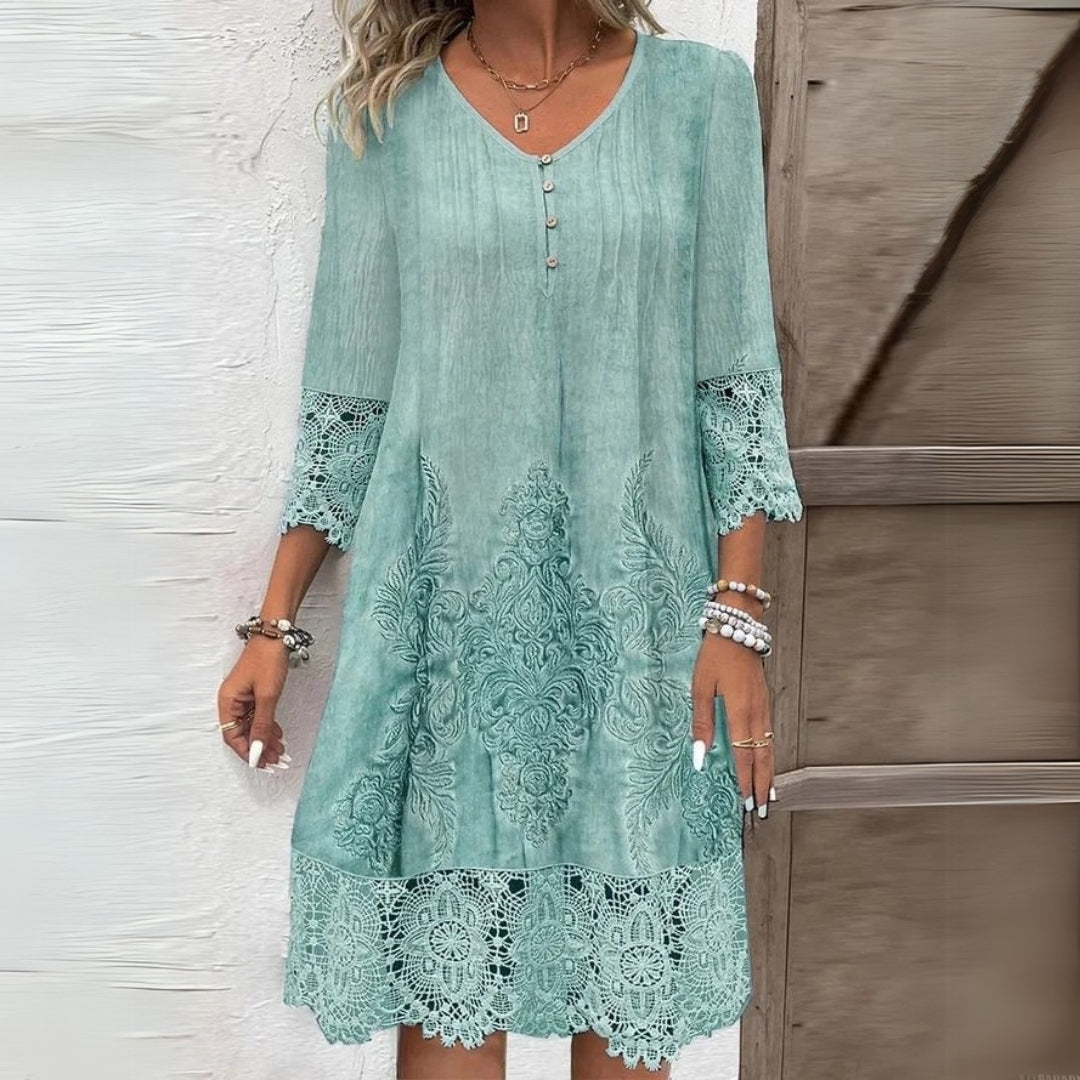 Greta | Damen Vintage Spitzenbesatz Shift Kleid