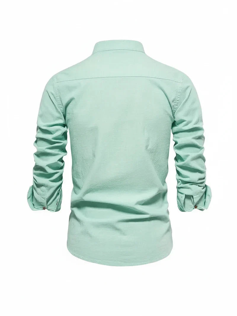 Yannick | Herren Stehkragen Knopfleiste Freizeit Shirt