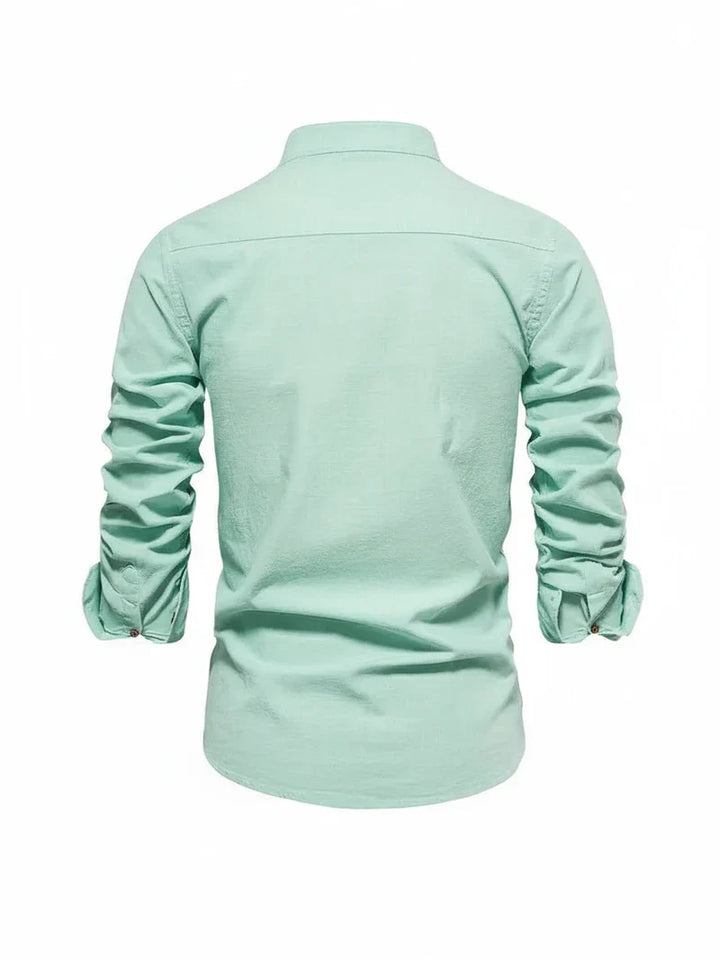 Yannick | Herren Stehkragen Knopfleiste Freizeit Shirt