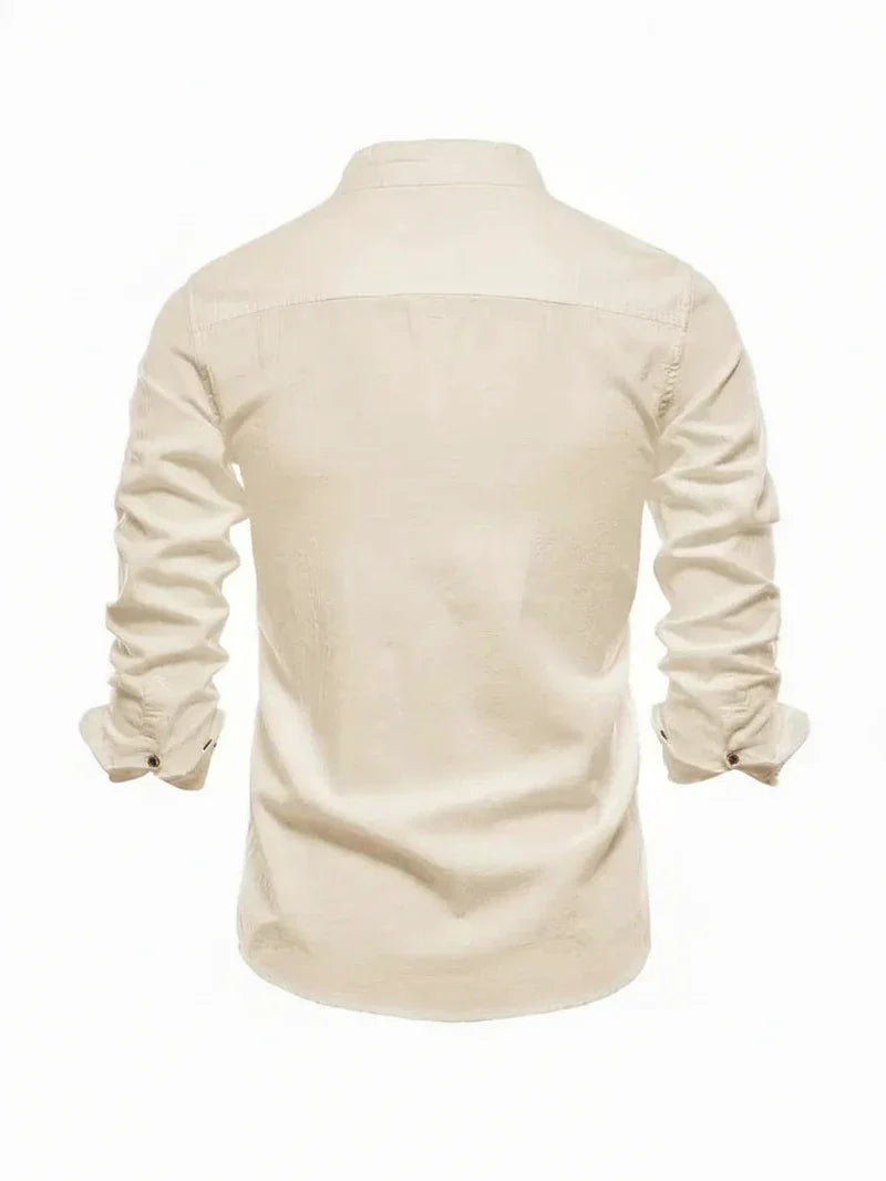 Yannick | Herren Stehkragen Knopfleiste Freizeit Shirt