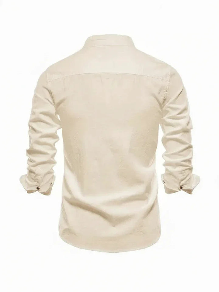 Yannick | Herren Stehkragen Knopfleiste Freizeit Shirt