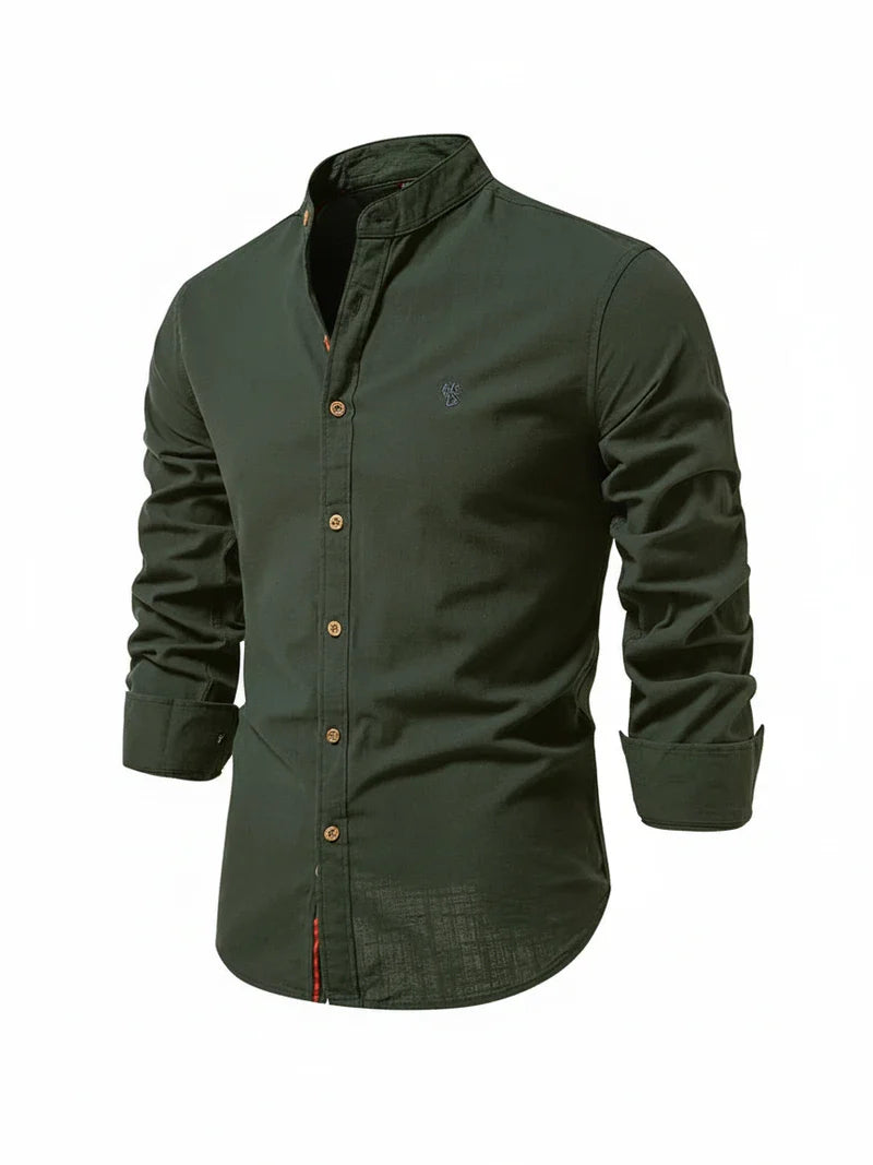 Yannick | Herren Stehkragen Knopfleiste Freizeit Shirt