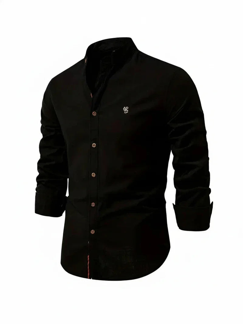 Yannick | Herren Stehkragen Knopfleiste Freizeit Shirt