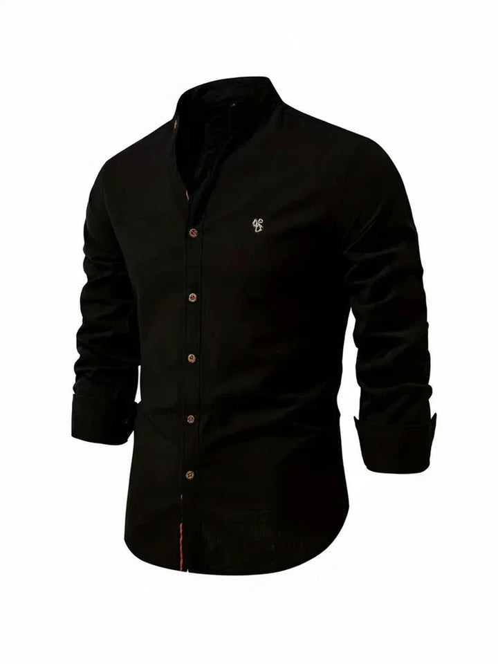 Yannick | Herren Stehkragen Knopfleiste Freizeit Shirt