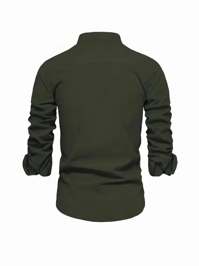 Yannick | Herren Stehkragen Knopfleiste Freizeit Shirt