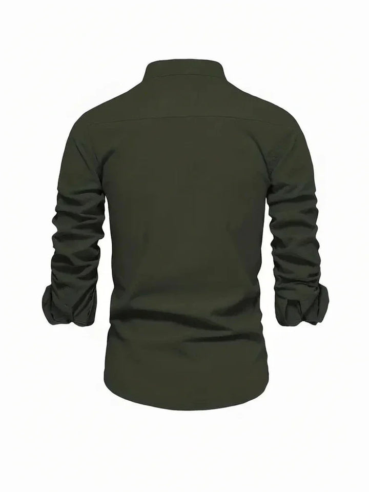 Yannick | Herren Stehkragen Knopfleiste Freizeit Shirt