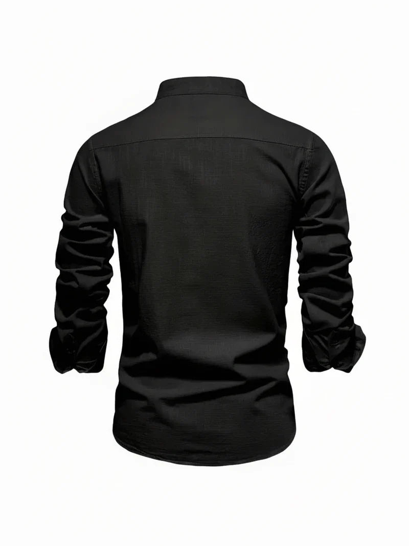 Yannick | Herren Stehkragen Knopfleiste Freizeit Shirt
