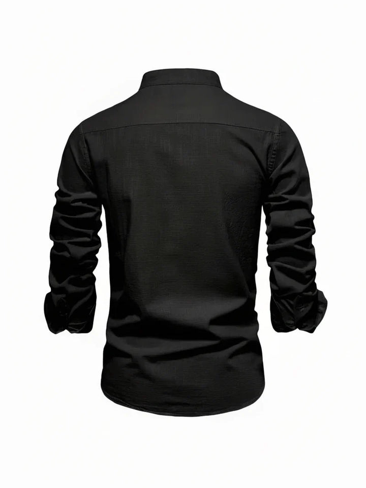 Yannick | Herren Stehkragen Knopfleiste Freizeit Shirt