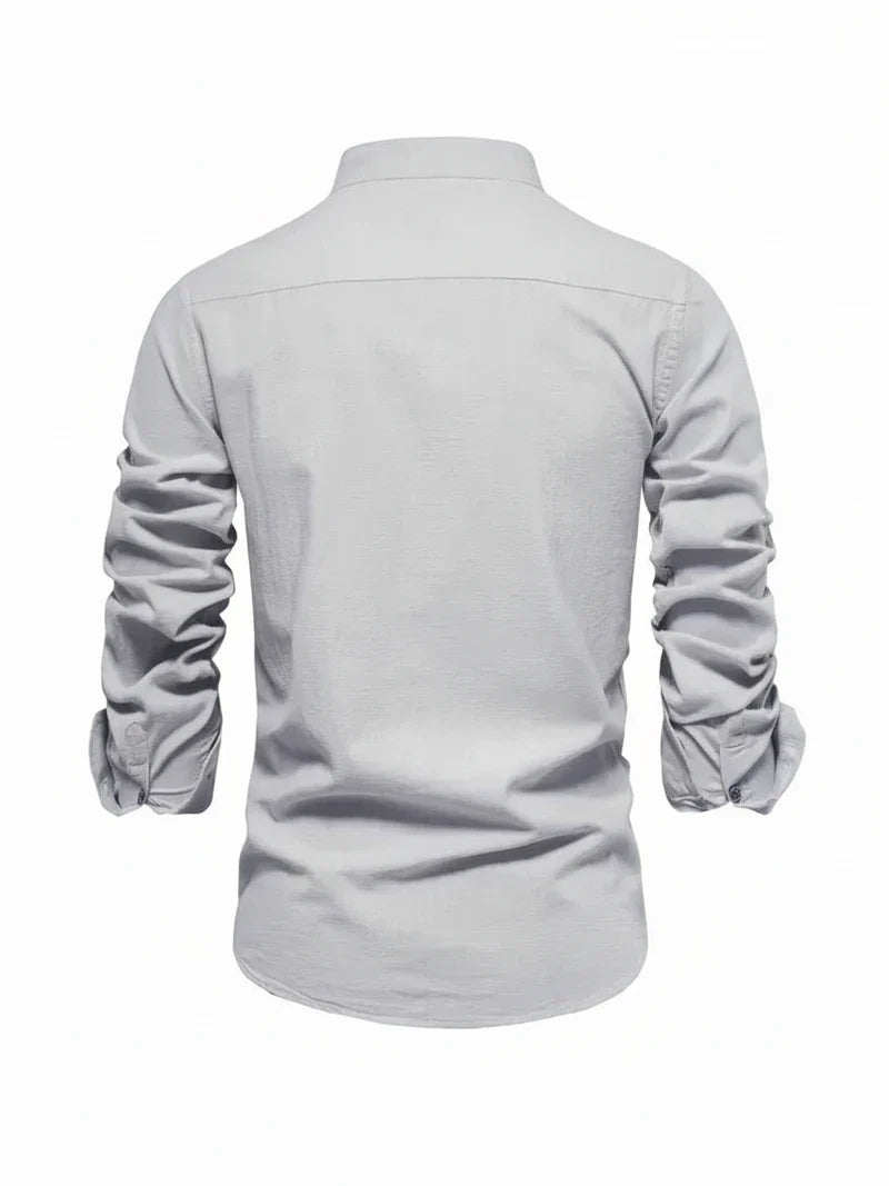 Yannick | Herren Stehkragen Knopfleiste Freizeit Shirt
