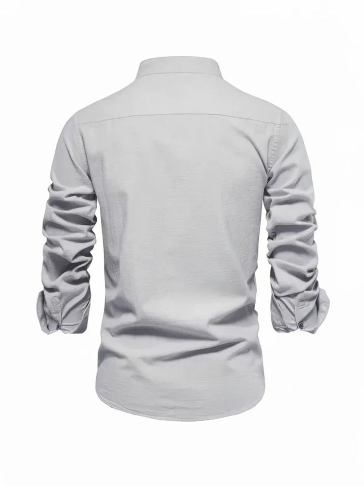 Yannick | Herren Stehkragen Knopfleiste Freizeit Shirt