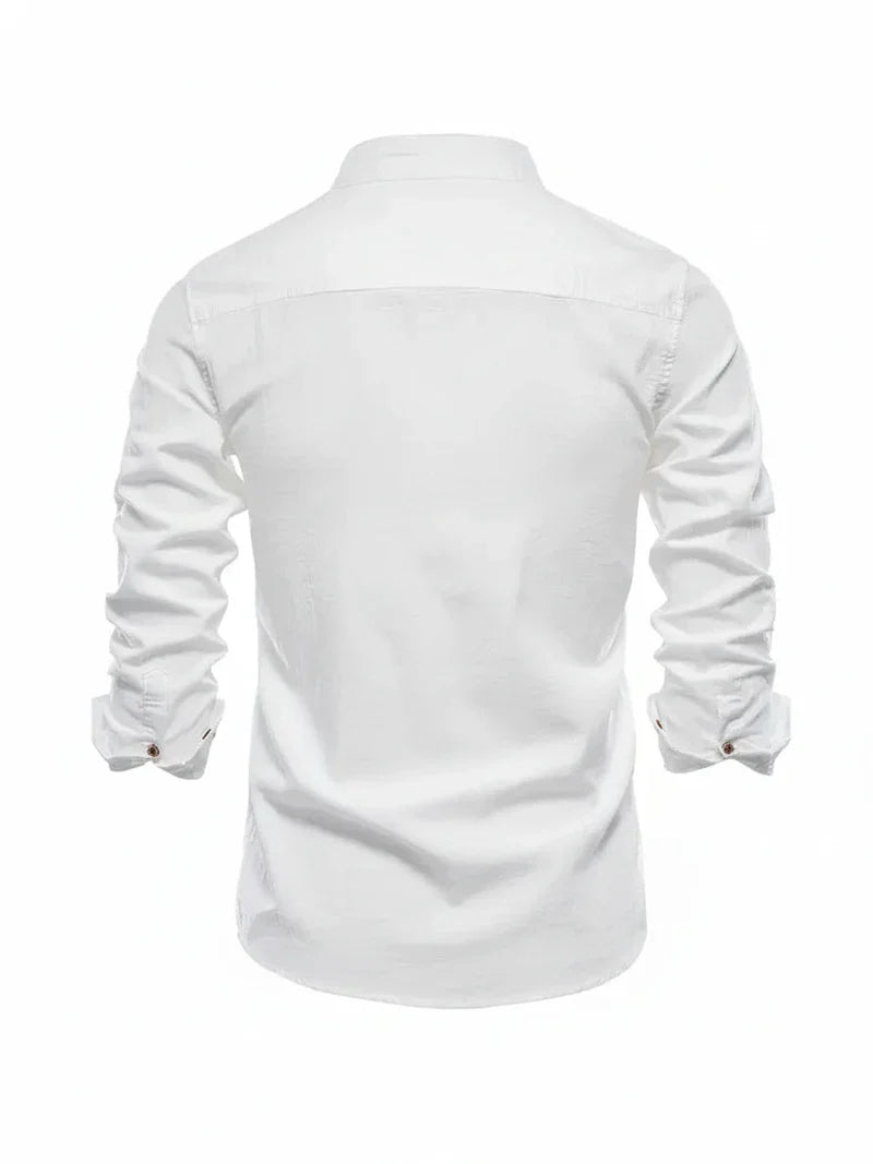 Yannick | Herren Stehkragen Knopfleiste Freizeit Shirt